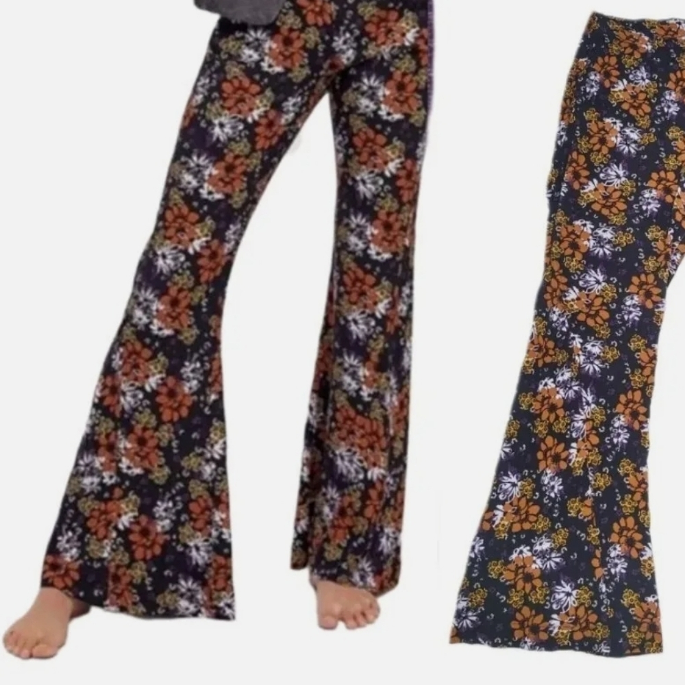 Free People Funky Retro Flare Bell Bottom Floral Pants Size S